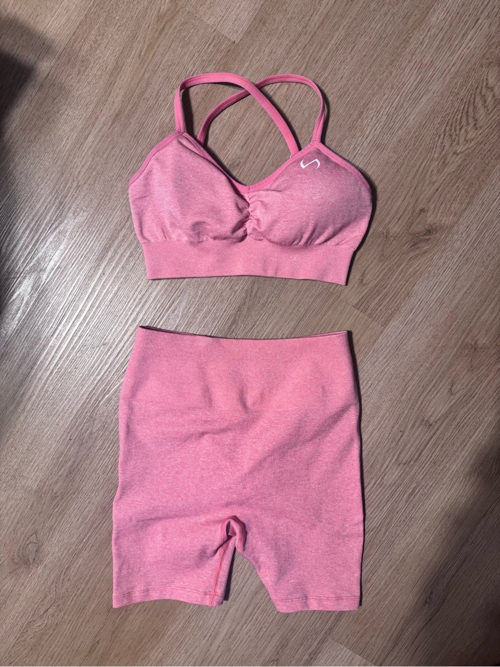 TLF Women’s Pink Active Bralette & Bike in Short Set